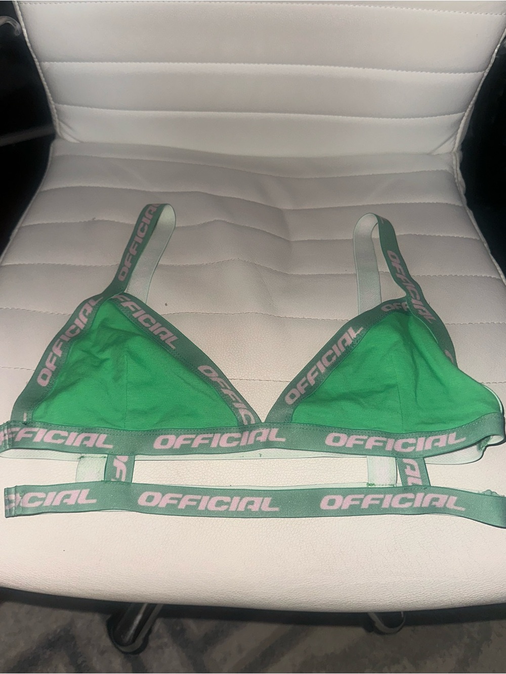 Boohoo Green Triangle Bralette with Logo Band